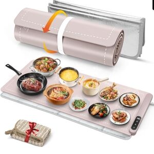 Electric Portable Griddle Roll-Up Mat in Blush Pink